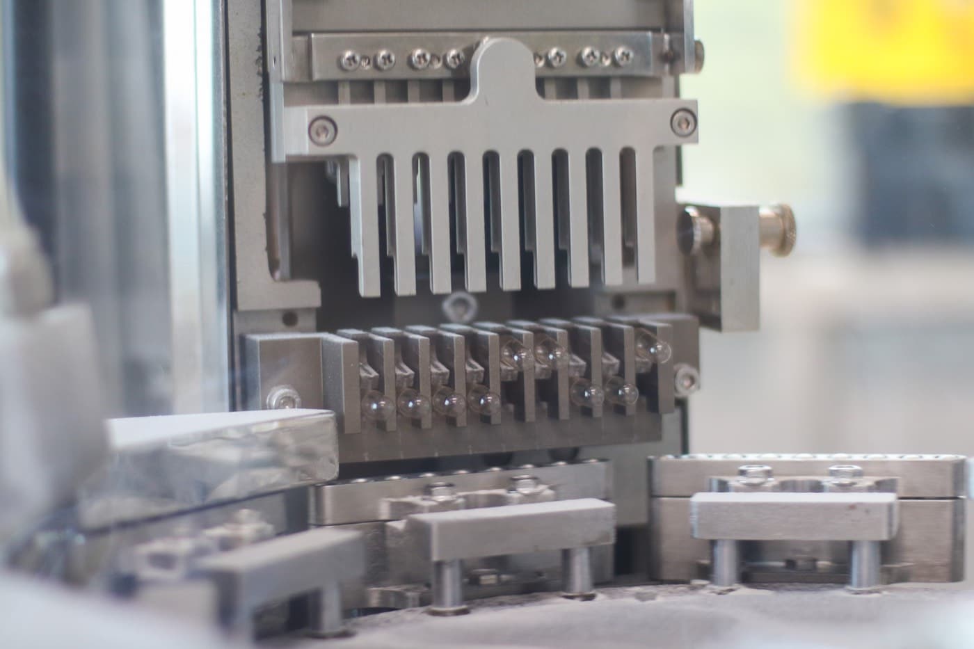 Custom manufacturing. Capsule filling equipment on the production line