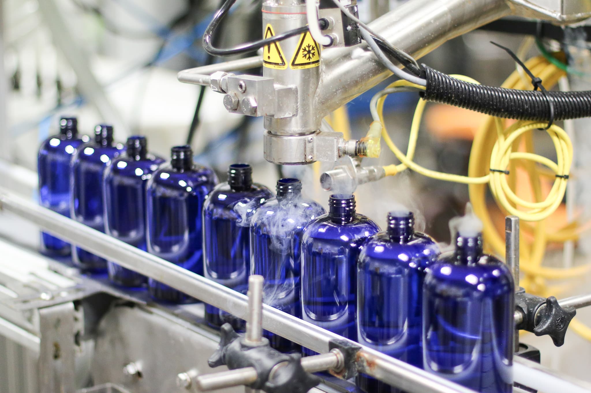 Liquid supplement bottle filling on the production line